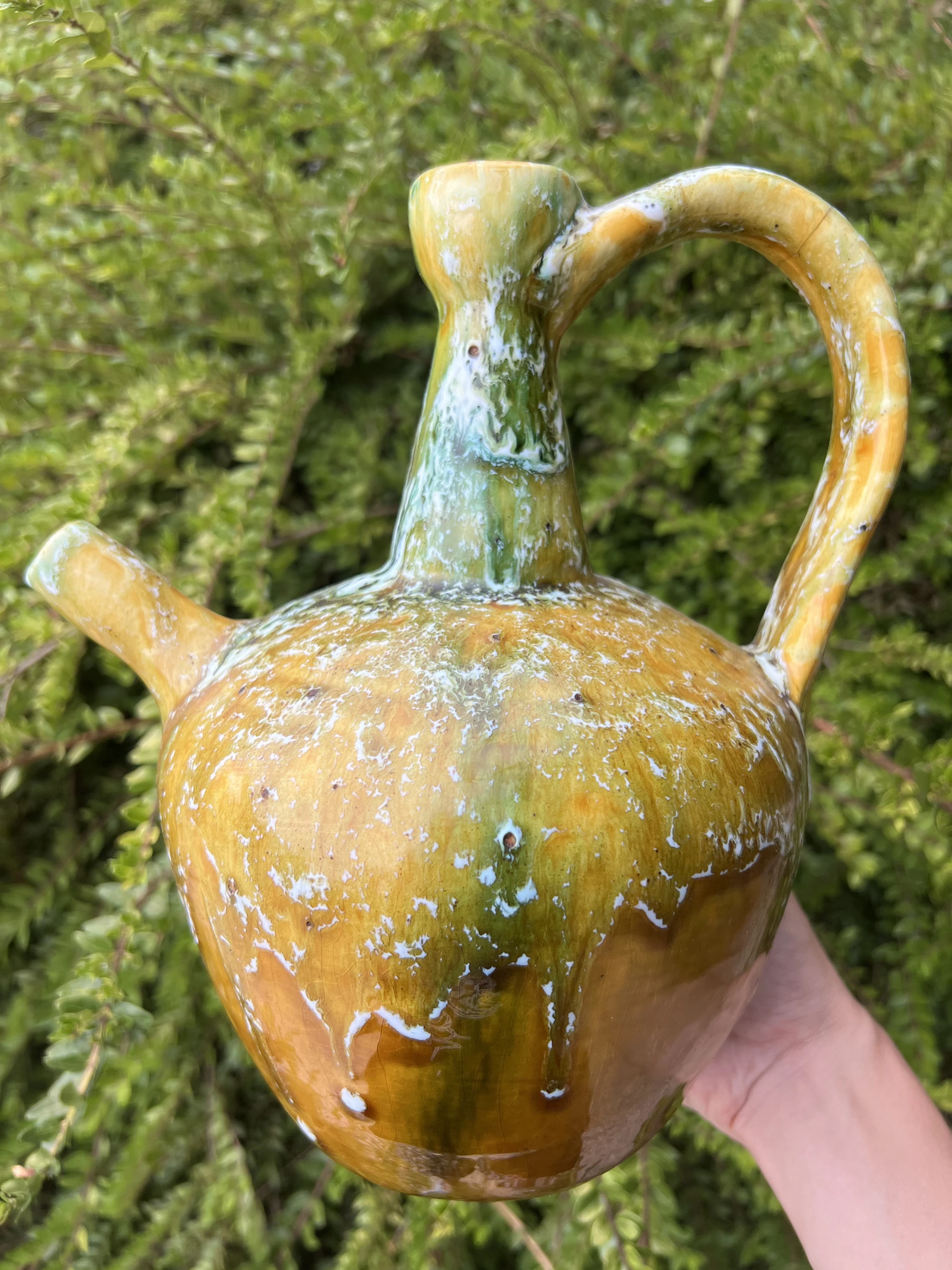 🍯 Cruche ancienne en grès émaillé vintage déco rustique artisanale 25,5 cm